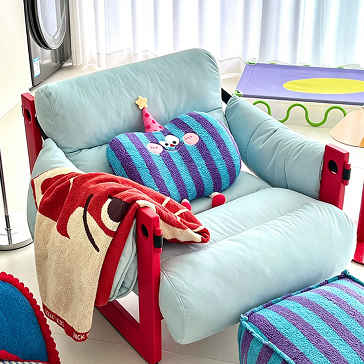 Modern Ash Wood Linen Lounge Chair - Plush Rectangular Accent Armchair For Living Room
