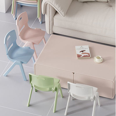 Contemporary Scandinavian Square PP Stackable Backrest Kids Low Stool For Living Room