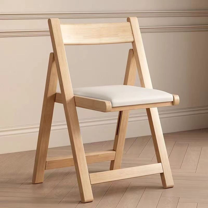 Contemporary Scandinavian Square Rubberwood Solid Wood PU Leather Foldable Backrest Chair For Living Room