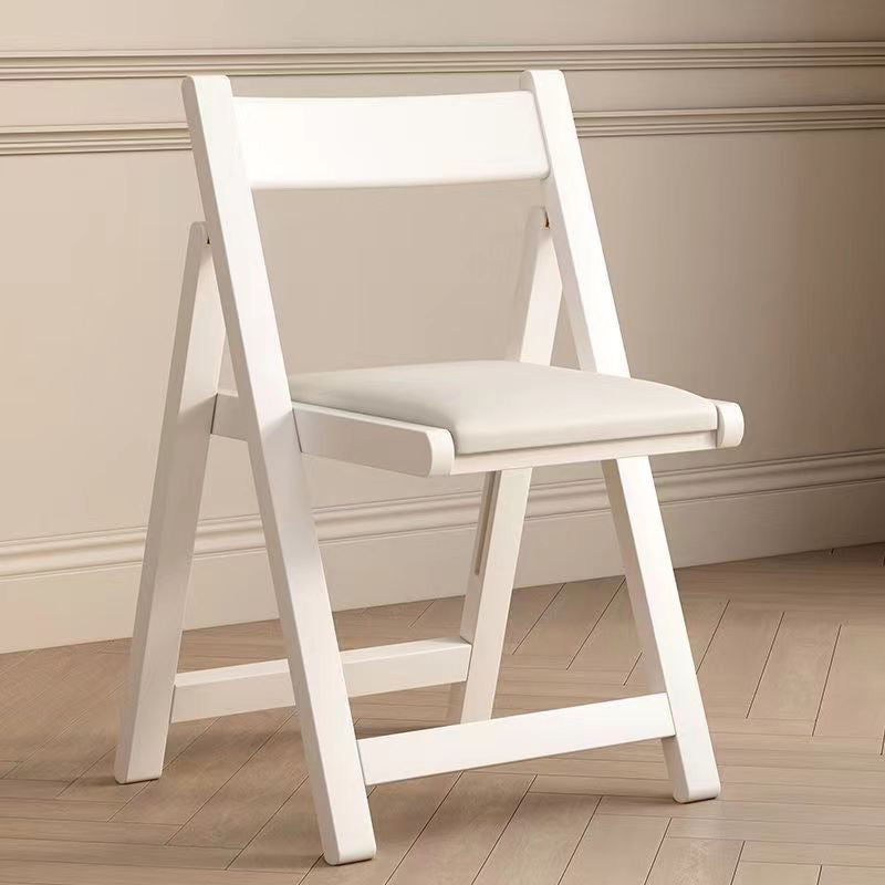 Contemporary Scandinavian Square Rubberwood Solid Wood PU Leather Foldable Backrest Chair For Living Room