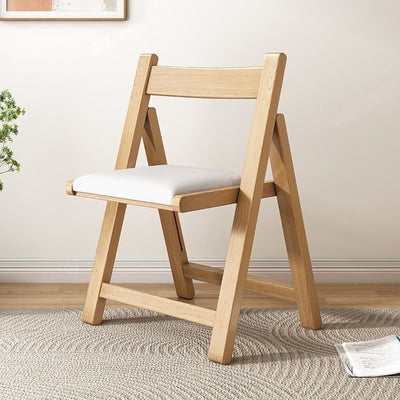 Contemporary Scandinavian Square Rubberwood Solid Wood PU Leather Foldable Backrest Chair For Living Room