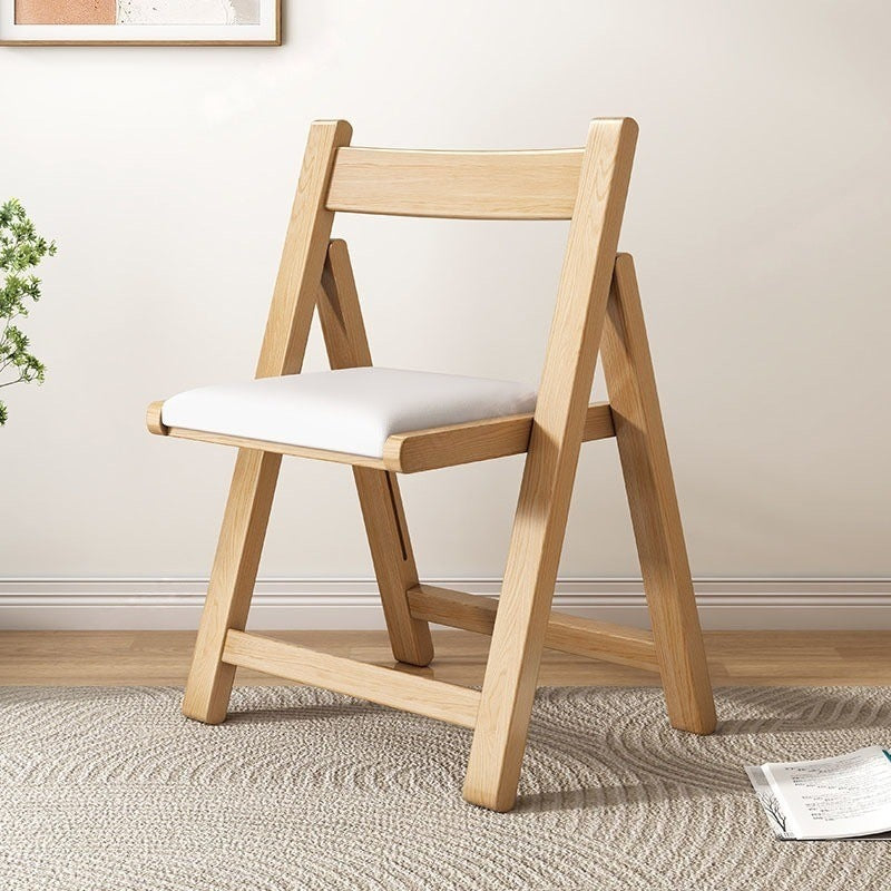 Contemporary Scandinavian Square Rubberwood Solid Wood PU Leather Foldable Backrest Chair For Living Room