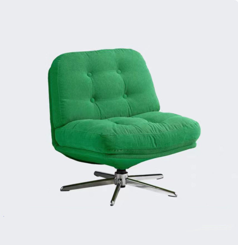 Contemporary Scandinavian Square Corduroy Carbon Steel Backrest 360° Rotation Accent Chair For Living Room