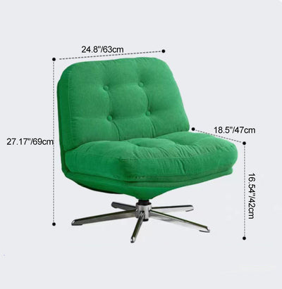 Contemporary Scandinavian Square Corduroy Carbon Steel Backrest 360° Rotation Accent Chair For Living Room