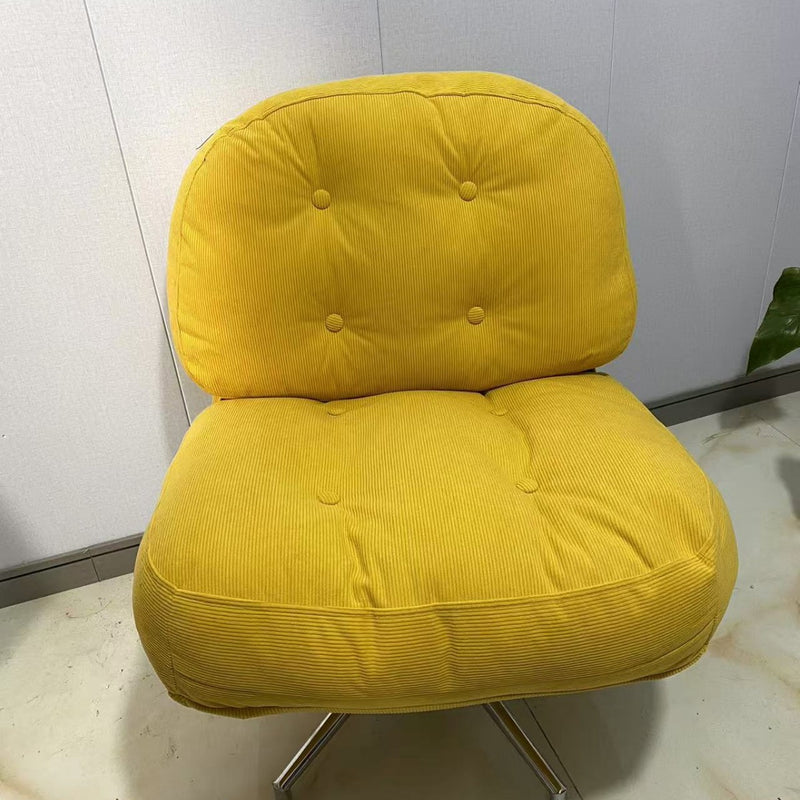 Contemporary Scandinavian Square Corduroy Carbon Steel Backrest 360° Rotation Accent Chair For Living Room