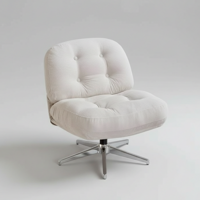 Contemporary Scandinavian Square Corduroy Carbon Steel Backrest 360° Rotation Accent Chair For Living Room