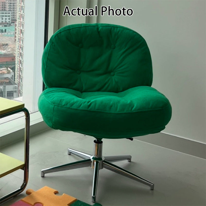 Contemporary Scandinavian Square Corduroy Carbon Steel Backrest 360° Rotation Accent Chair For Living Room