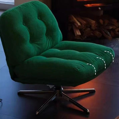 Contemporary Scandinavian Square Corduroy Carbon Steel Backrest 360° Rotation Accent Chair For Living Room