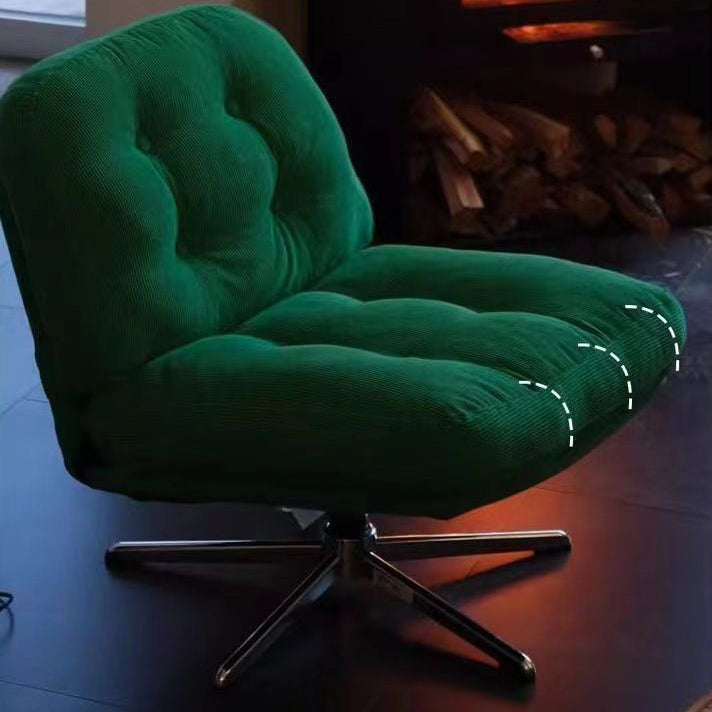 Contemporary Scandinavian Square Corduroy Carbon Steel Backrest 360° Rotation Accent Chair For Living Room