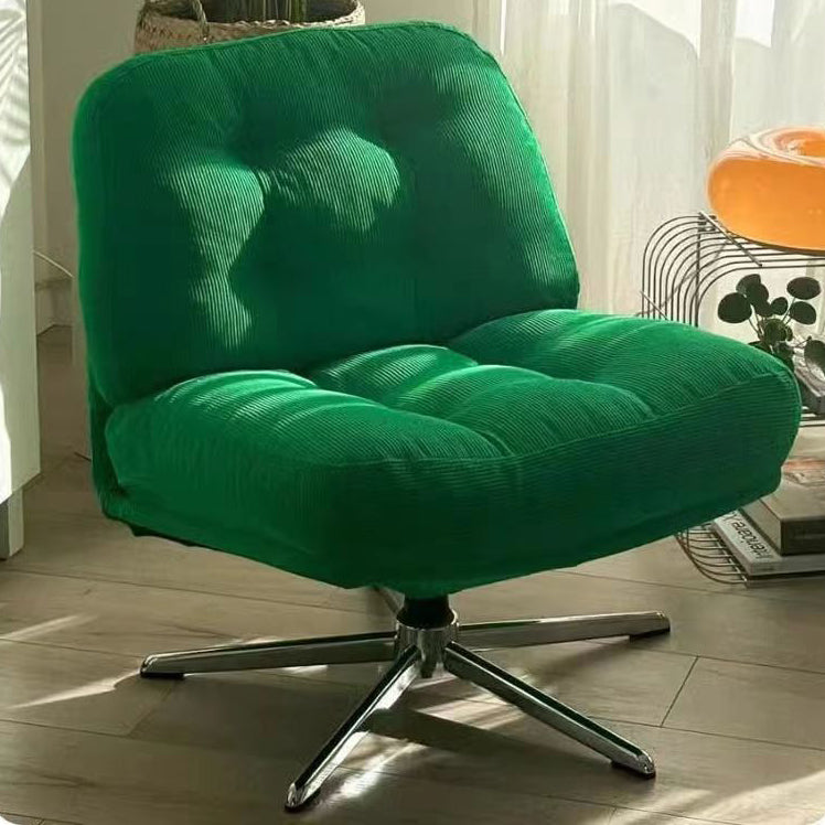 Contemporary Scandinavian Square Corduroy Carbon Steel Backrest 360° Rotation Accent Chair For Living Room