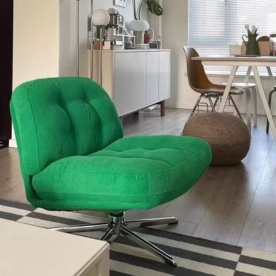 Contemporary Scandinavian Square Corduroy Carbon Steel Backrest 360° Rotation Accent Chair For Living Room
