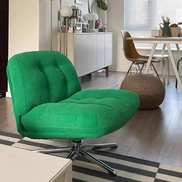 Contemporary Scandinavian Square Corduroy Carbon Steel Backrest 360° Rotation Accent Chair For Living Room