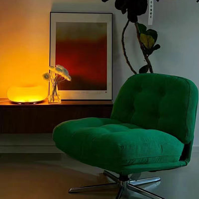 Contemporary Scandinavian Square Corduroy Carbon Steel Backrest 360° Rotation Accent Chair For Living Room