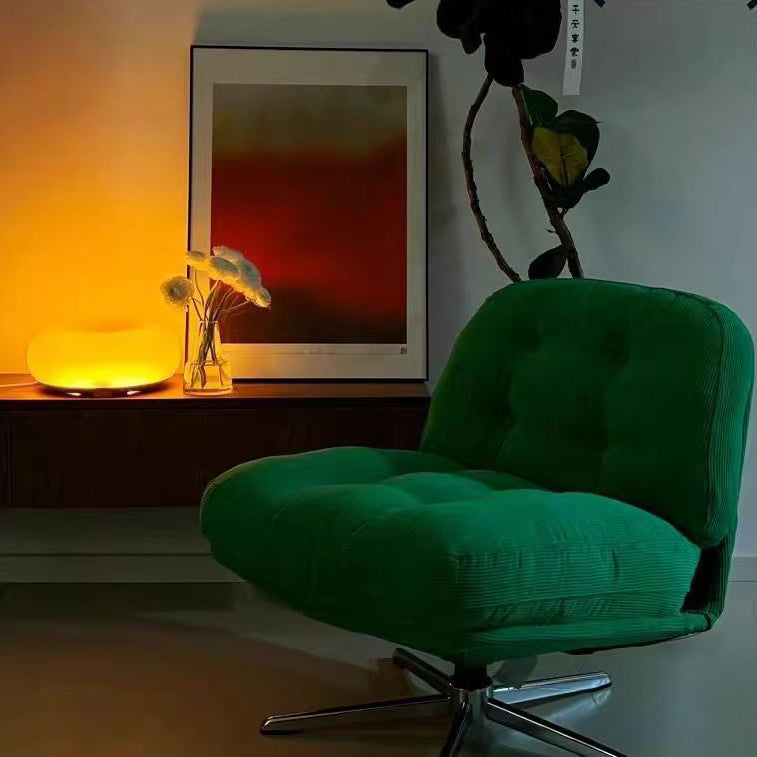 Contemporary Scandinavian Square Corduroy Carbon Steel Backrest 360° Rotation Accent Chair For Living Room