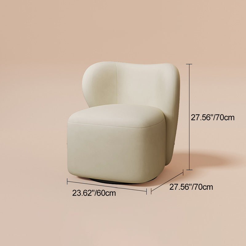 Contemporary Scandinavian Square Faux Velvet Pine Solid Wood 360° Rotation Backrest Accent Chair For Living Room