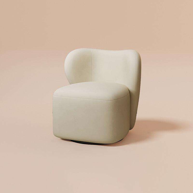 Contemporary Scandinavian Square Faux Velvet Pine Solid Wood 360° Rotation Backrest Accent Chair For Living Room