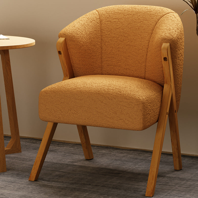 Contemporary Scandinavian Square Sherpa Fabric High-Quality Faux Leather Solid Wood Backrest Lounge Chair For Living Room