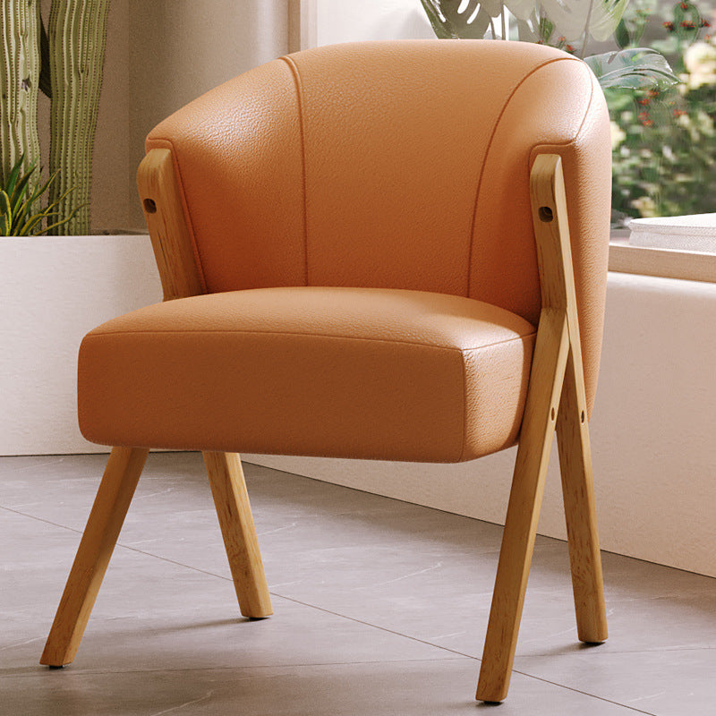Contemporary Scandinavian Square Faux Sherpa Fabric High-Quality Faux Leather Solid Wood Backrest Lounge Chair For Living Room