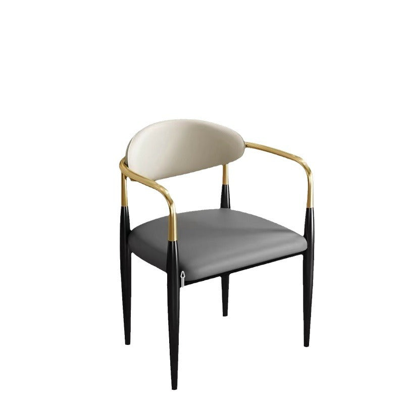 Modern Luxury Square PU Leather Iron Backrest Armrest Dining Chair For Dining Room