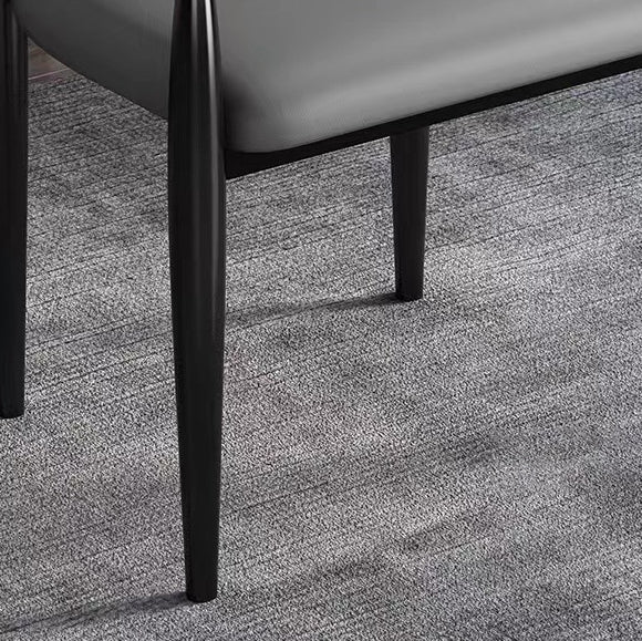 Modern Luxury Square PU Leather Iron Backrest Armrest Dining Chair For Dining Room