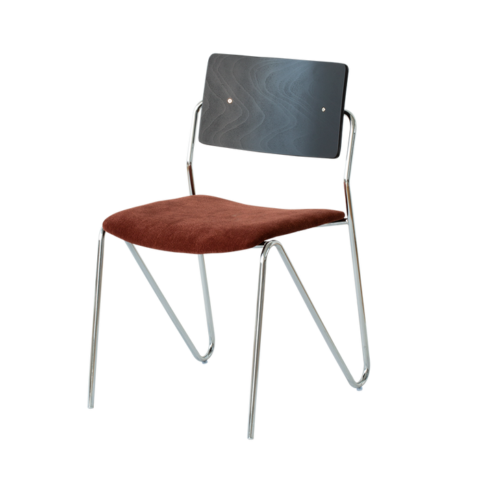 Contemporary Scandinavian Square Plywood Electroplated Iron Chenille Fabric Backrest Armrests Dining Chair For Dining Room