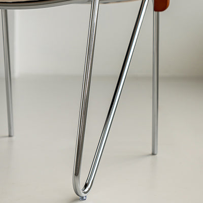 Contemporary Scandinavian Square Multi-layer Solid Wood Panel Electroplated Iron Chenille Fabric Backrest Armrests Dining Chair For Dining Room