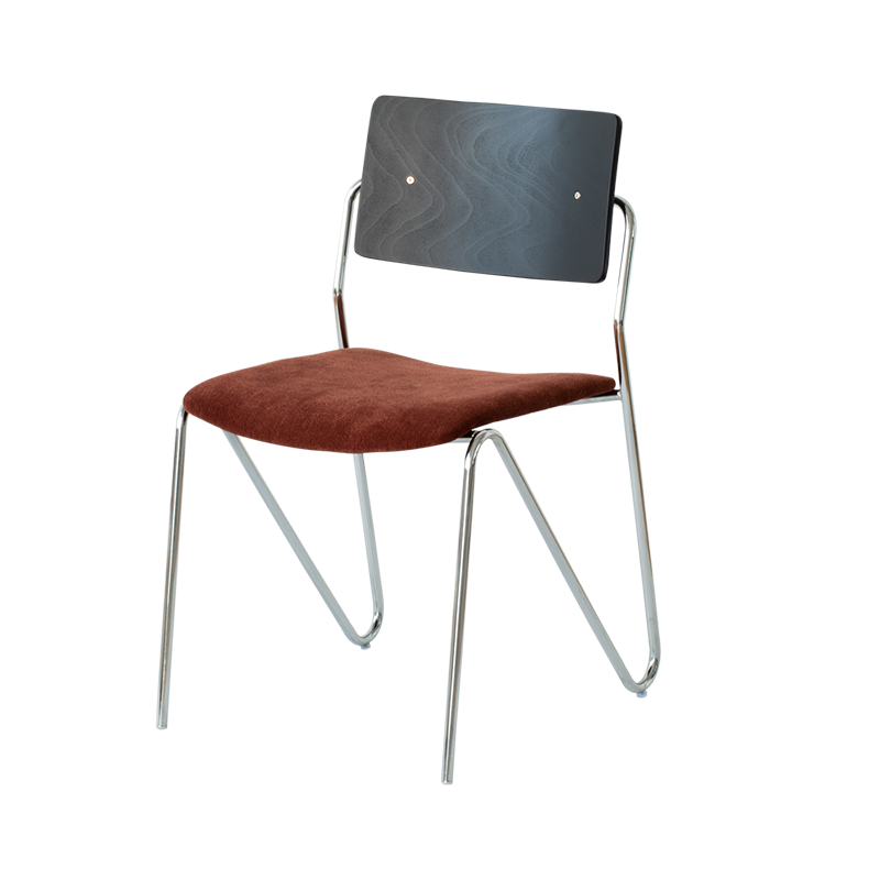 Contemporary Scandinavian Square Multi-layer Solid Wood Panel Electroplated Iron Chenille Fabric Backrest Armrests Dining Chair For Dining Room