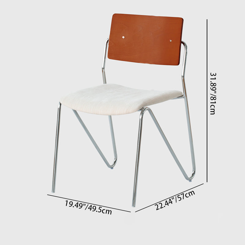 Contemporary Scandinavian Square Plywood Electroplated Iron Chenille Fabric Backrest Armrests Dining Chair For Dining Room