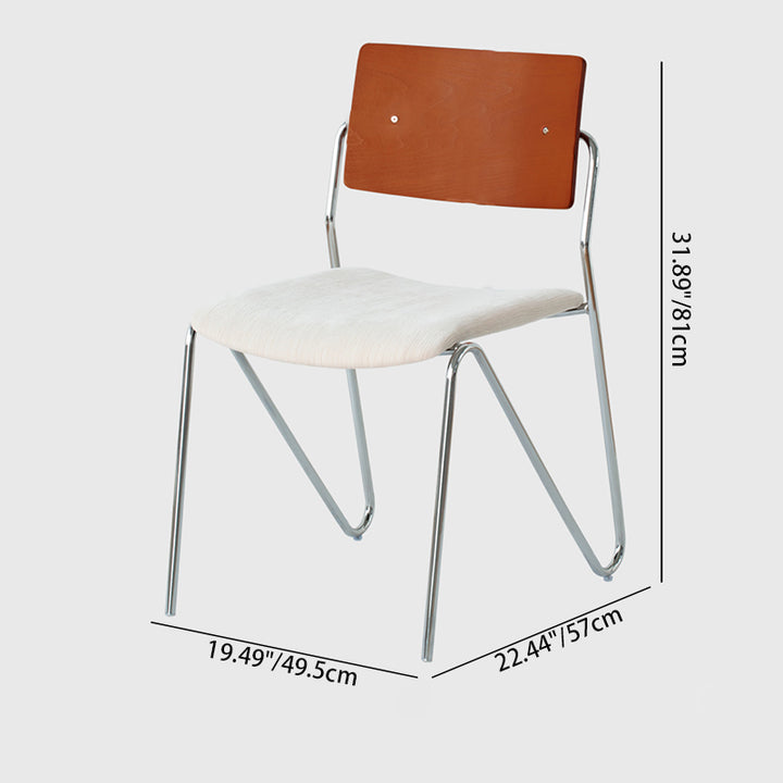 Contemporary Scandinavian Square Plywood Electroplated Iron Chenille Fabric Backrest Armrests Dining Chair For Dining Room