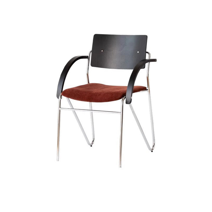 Contemporary Scandinavian Square Plywood Electroplated Iron Chenille Fabric Backrest Armrests Dining Chair For Dining Room