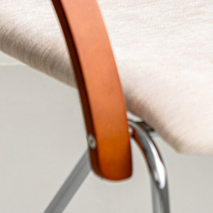Contemporary Scandinavian Square Plywood Electroplated Iron Chenille Fabric Backrest Armrests Dining Chair For Dining Room