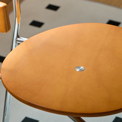 Contemporary Scandinavian Square Multi-layer Solid Wood Panel Electroplated Iron Backrest Dining Chair For Dining Room