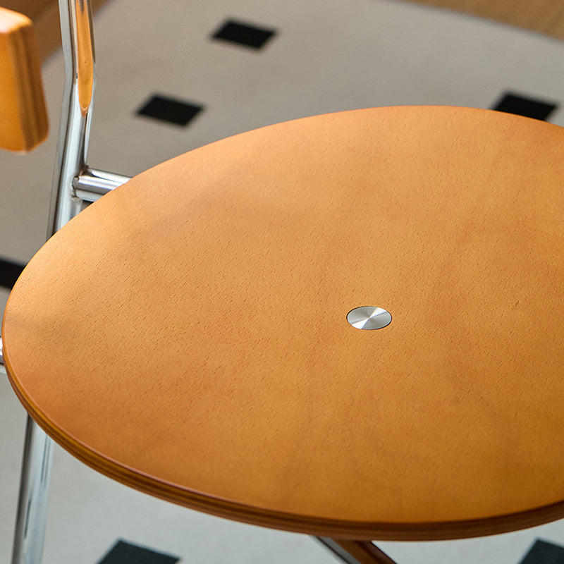 Contemporary Scandinavian Square Multi-layer Solid Wood Panel Electroplated Iron Backrest Dining Chair For Dining Room