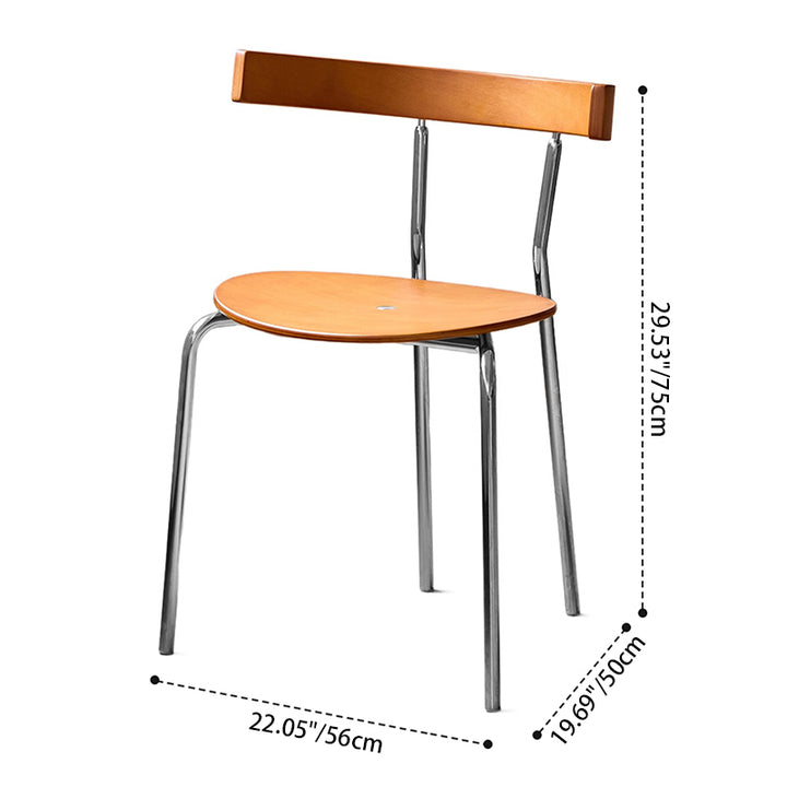 Contemporary Scandinavian Square Plywood Electroplated Iron Backrest Dining Chair For Dining Room