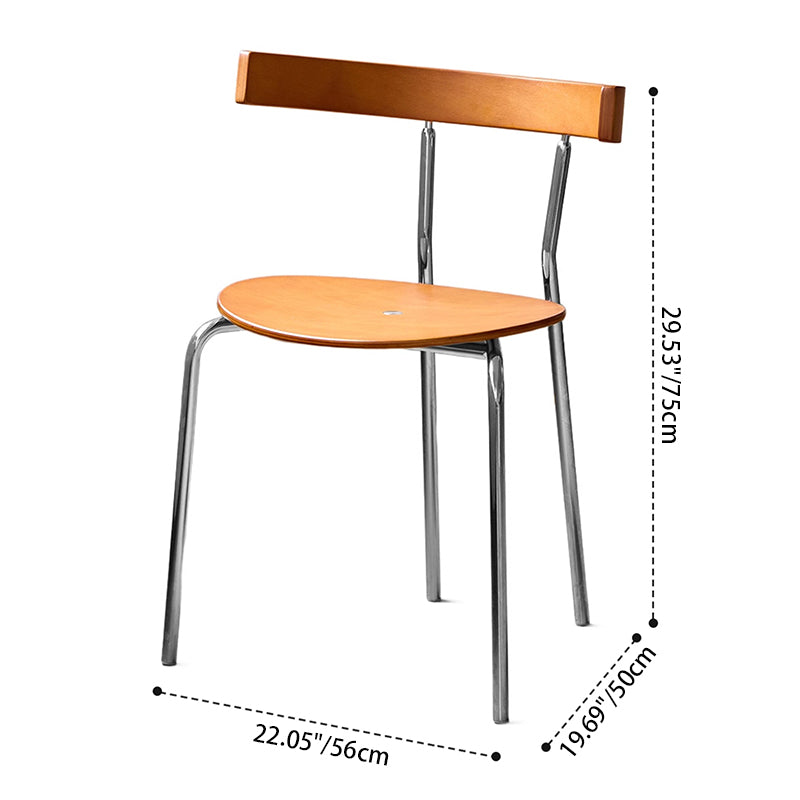 Contemporary Scandinavian Square Multi-layer Solid Wood Panel Electroplated Iron Backrest Dining Chair For Dining Room