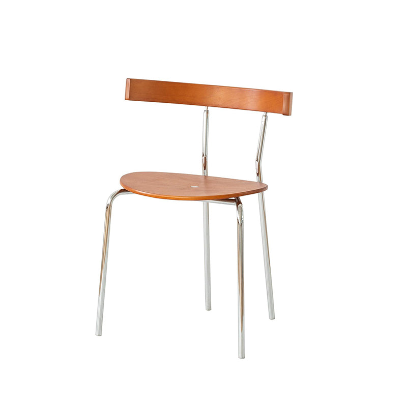 Contemporary Scandinavian Square Multi-layer Solid Wood Panel Electroplated Iron Backrest Dining Chair For Dining Room