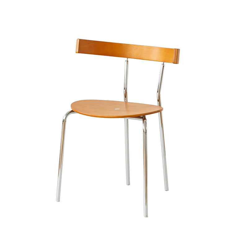 Moderner skandinavischer Esszimmerstuhl mit quadratischer Rückenlehne aus Sperrholz und galvanisiertem Eisen für das Esszimmer 