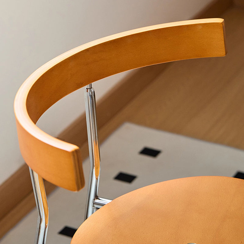 Contemporary Scandinavian Square Multi-layer Solid Wood Panel Electroplated Iron Backrest Dining Chair For Dining Room