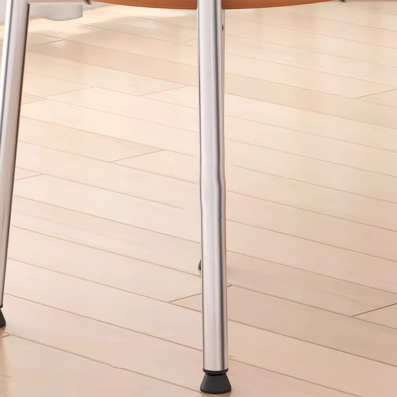 Contemporary Retro Square Multi-layer Solid Wood Panel Fabric Stainless Steel Backrest Dining Chair For Dining Room