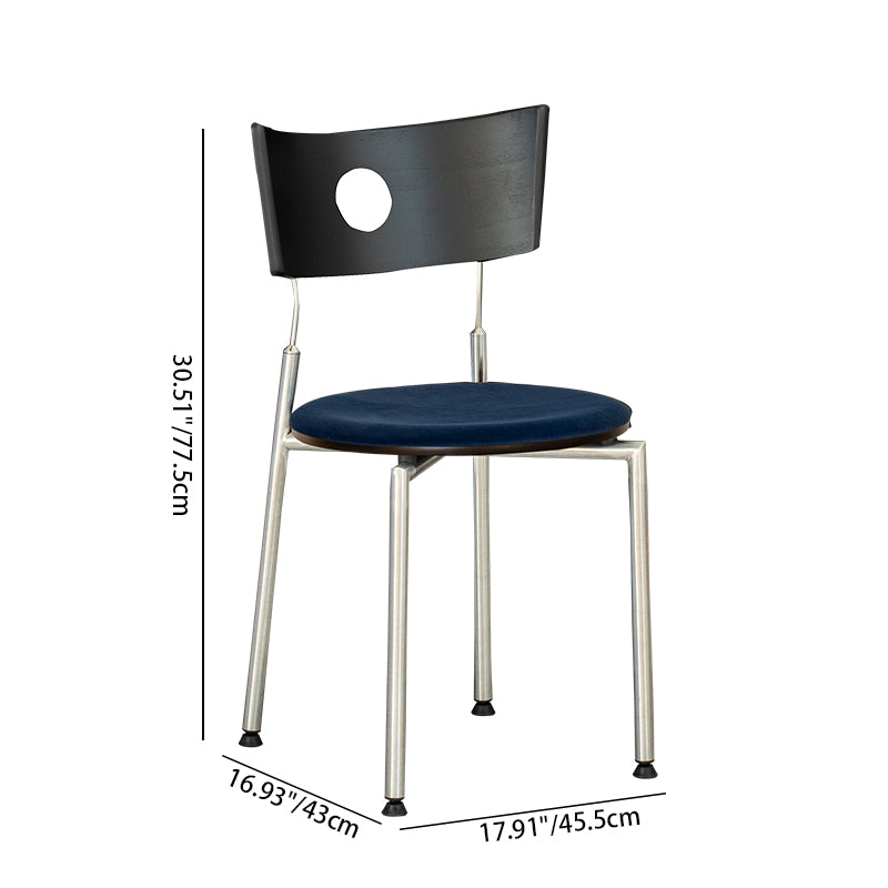 Moderner Retro-Esszimmerstuhl mit quadratischer Rückenlehne aus Sperrholz, Stoff und Edelstahl für das Esszimmer 