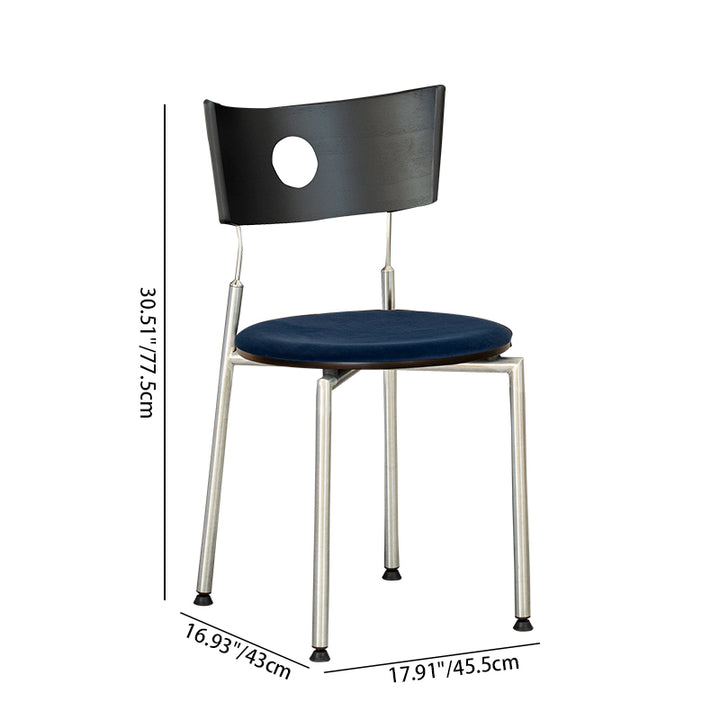 Moderner Retro-Esszimmerstuhl mit quadratischer Rückenlehne aus Sperrholz, Stoff und Edelstahl für das Esszimmer 