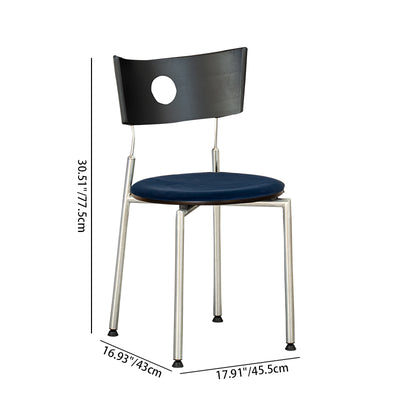Contemporary Retro Square Multi-layer Solid Wood Panel Fabric Stainless Steel Backrest Dining Chair For Dining Room