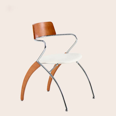 Modern Art Deco Square Faux Leather Velvet Fabric Multi-layer Solid Wood Panel Electroplated Iron Backrest Armrest Dining Chair For Dining Room