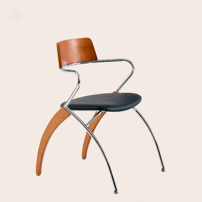 Modern Art Deco Square Faux Leather Velvet Fabric Multi-layer Solid Wood Panel Electroplated Iron Backrest Armrest Dining Chair For Dining Room