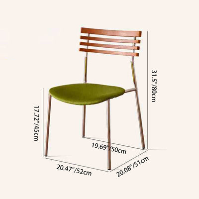 Contemporary Retro Square Multi-layer Solid Wood Panel Fabric Electroplated Iron Backrest Dining Chair For Dining Room