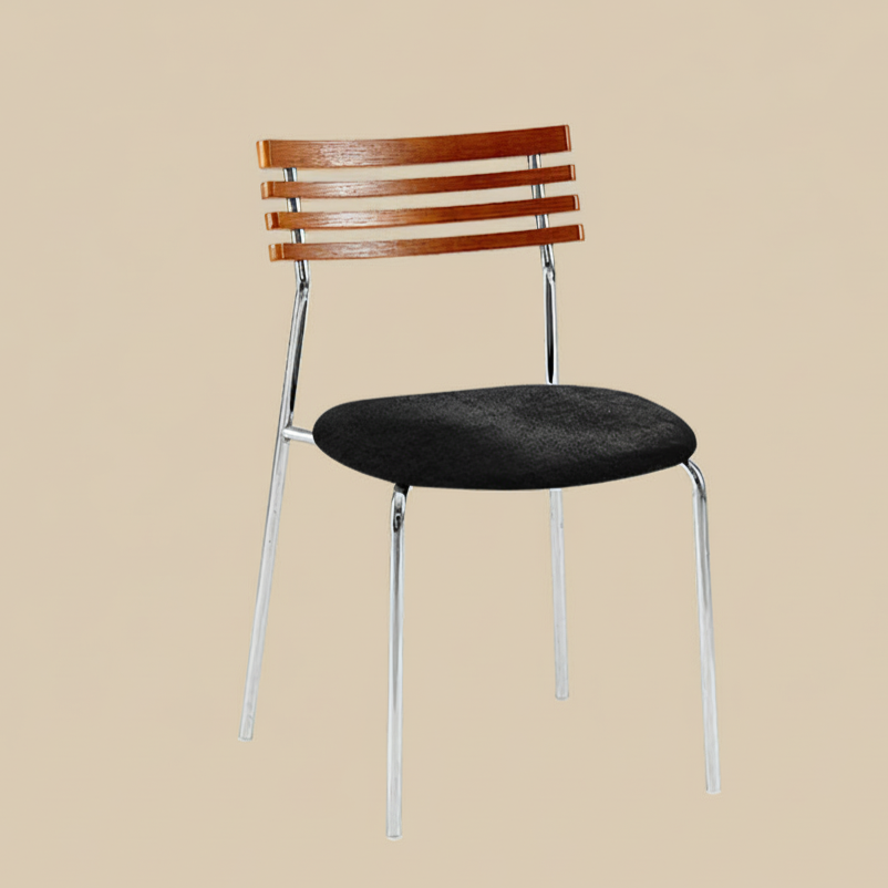 Contemporary Retro Square Plywood Fabric Electroplated Iron Backrest Dining Chair For Dining Room