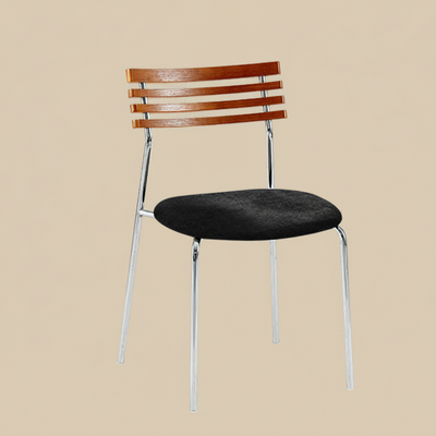 Contemporary Retro Square Multi-layer Solid Wood Panel Fabric Electroplated Iron Backrest Dining Chair For Dining Room