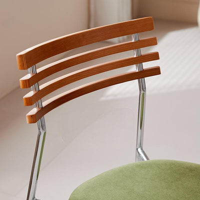 Contemporary Retro Square Multi-layer Solid Wood Panel Fabric Electroplated Iron Backrest Dining Chair For Dining Room