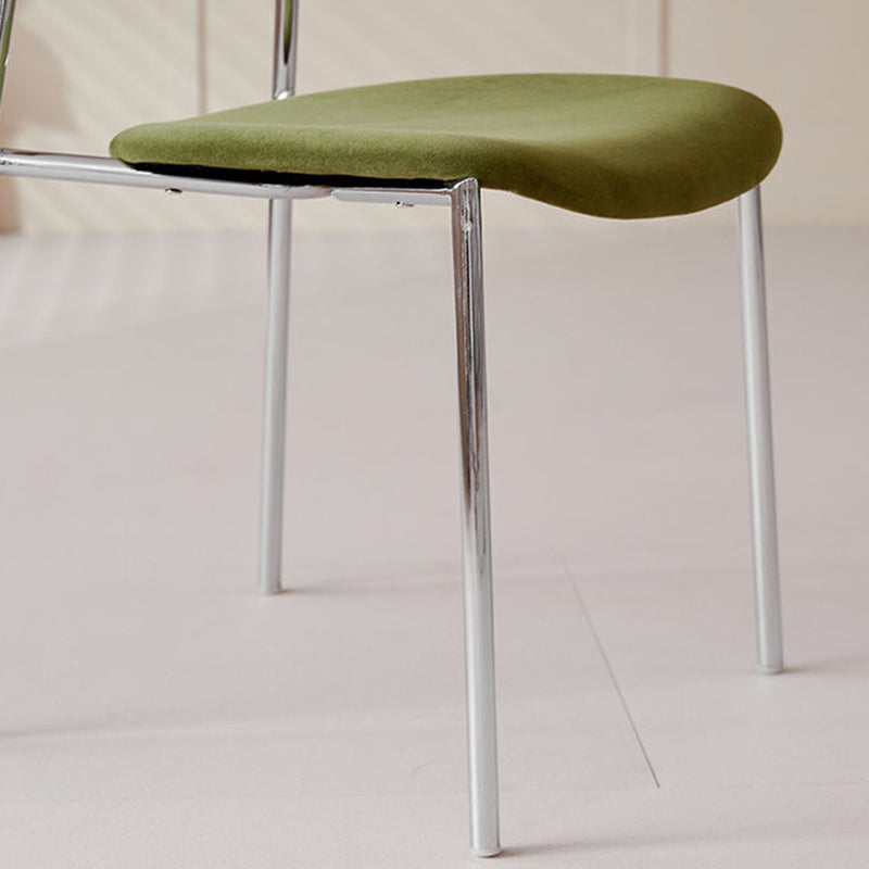 Contemporary Retro Square Plywood Fabric Electroplated Iron Backrest Dining Chair For Dining Room