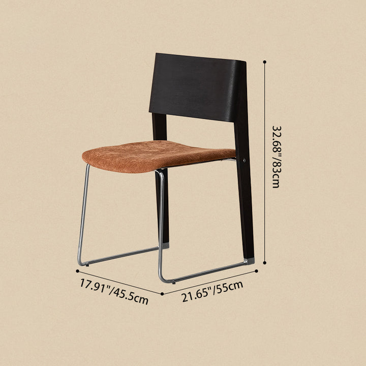 Contemporary Retro Square Plywood Fabric Electroplated Iron Backrest Dining Chair For Dining Room